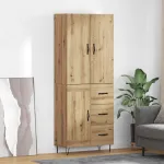 Bufet cu sertar 2 pcs Stejar Artizanal Lemn tehnic și sticlă GartenMobel Dekor