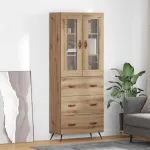 Cabinet înalt cu raft 2 pcs Stejar Artizanal Lemn compozit GartenMobel Dekor