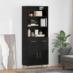 Bufet cu sertar Stejar Negru 69,5 x 34 x 180 cm Lemn compozit GartenMobel Dekor