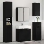 Set de mobilier pentru baie 3 pcs Stejar Negru Lemn compozit GartenMobel Dekor