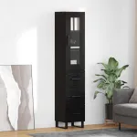 Bufet cu sertar Stejar Negru 34,5 x 34 x 180 cm Lemn compozit GartenMobel Dekor