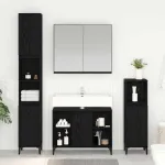 Set de mobilier pentru baie 3 pcs Stejar negru Lemn compozit GartenMobel Dekor
