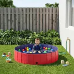 Piscină pliabilă pentru câini Roșu și albastru PVC GartenMobel Dekor