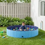 Piscină pliabilă pentru câini albastru 160 x 160 x 30 cm PVC GartenMobel Dekor
