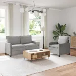 Set de canapea 2 pcs Gri deschis Catifea GartenMobel Dekor