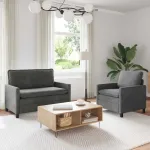 Set de canapea 2 pcs Gri închis Catifea GartenMobel Dekor