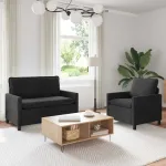 Set de canapea 2 pcs Negru Catifea GartenMobel Dekor