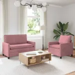 Set de canapea 2 pcs Roz Catifea GartenMobel Dekor