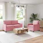 Set de canapea 2 pcs Roz Catifea GartenMobel Dekor