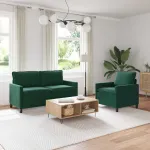 Set de canapea 2 pcs Verde închis Catifea GartenMobel Dekor