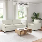 Set de canapea 2 pcs Crem Catifea GartenMobel Dekor