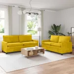 Set de canapea 2 pcs Galben Catifea GartenMobel Dekor
