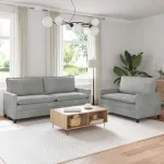 Set de canapea 2 pcs Gri deschis Catifea GartenMobel Dekor