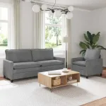 Set de canapea 2 pcs Gri închis Catifea GartenMobel Dekor