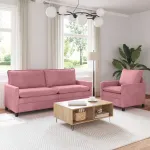 Set de canapea 2 pcs Roz Catifea GartenMobel Dekor