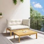 2 Bucată Lemn de acacia Maro deschis GartenMobel Dekor