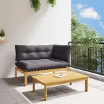 2 Bucată Lemn de acacia Maro deschis GartenMobel Dekor