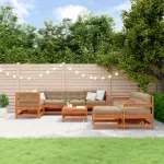 Set de lounge pentru grădină 10 pcs Lemn de pin vopsit maro GartenMobel Dekor