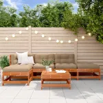 Set de lounge pentru grădină 5 pcs Lemn de pin vopsit maro GartenMobel Dekor