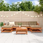 Set de lounge pentru grădină 7 pcs Lemn de pin vopsit maro GartenMobel Dekor