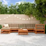 Set de lounge pentru grădină 8 pcs Lemn de pin vopsit maro GartenMobel Dekor