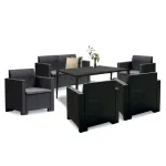 Set mobilier de grădină Leziter Nero III, 6 locuri, grafit