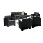 Set mobilier de grădină Leziter Nero III, 7 locuri, grafit