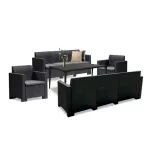 Set mobilier de grădină Leziter Nero III, 8 locuri, grafit