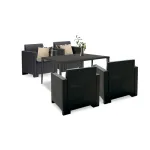 Set mobilier de grădină Leziter Nero III, 4 locuri, grafit, cu perne