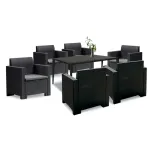 Set mobilier de grădină Leziter Nero III, 6 locuri, grafit
