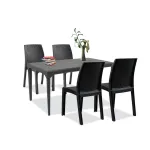 Set mobilier de grădină Leziter Pauli 4+1, grafit, masă și 4 scaune