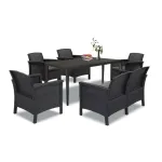 Set mobilier de grădină Leziter Venus III, 6 locuri, grafit