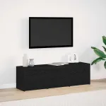 Mobilier TV cu LED Stejar Negru 140 x 34 x 40 cm Lemn prelucrat GartenMobel Dekor