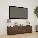Mobilier TV cu LED Stejar maro 140 x 34 x 40 cm Lemn prelucrat GartenMobel Dekor