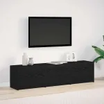 Mobilier TV cu LED Stejar Negru 165 x 34 x 40 cm Lemn prelucrat GartenMobel Dekor