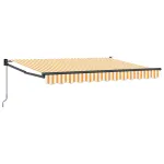 Copertină retractabilă manuală Galben și alb 2,5 x 2 m GartenMobel Dekor