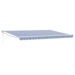 Marchiză retractabilă electrică 4x2 m, albastru și alb, cu telecomandă