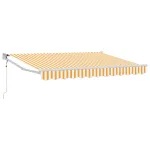 Marchiză electrică retractabilă galben/alb 3,5x2 m, montaj perete