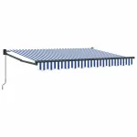 Copertină retractabilă manuală Albastru și Alb 3,5 x 2 m GartenMobel Dekor