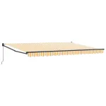 Copertină retractabilă manuală Galben și alb 4 x 2 m GartenMobel Dekor