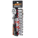 Set tubulare 12 piese 1/2 inch 10-24 mm cu clichet, prelungitor si adaptor