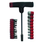 Set șurubelniță în T cu biți și tubulare, 21 piese, din oțel CrV Basic
