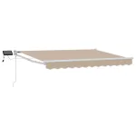 Marchiză retractabilă manuală cu led-uri Bej și Alb 2,5 x 2 m GartenMobel Dekor