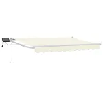 Marchiză retractabilă manuală cu led-uri Crema și Alb 3,5 x 2 m GartenMobel Dekor