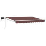 Marchiză retractabilă manuală cu led-uri Maro și alb 2,5 x 2 m GartenMobel Dekor