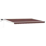 Marchiză retractabilă manuală cu led-uri Maro și alb 4 x 2 m GartenMobel Dekor