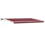Marchiză retractabilă manuală cu led-uri Bordo și Alb 4 × 3 m GartenMobel Dekor