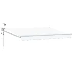 Marchiză retractabilă electrică albă 3,5 x 2 m cu LED și senzor de vânt