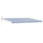 Marchiză electrică retractabilă 4x2 m, LED și senzor vânt, albastru/alb