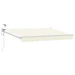 Marchiză retractabilă electrică crem 3 x 2 m, cu LED și senzor vânt